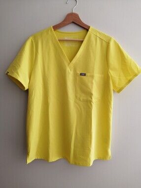 Figs Catarina One Pocket Scrub Top Limited Edition Lifesaver Yellow Large